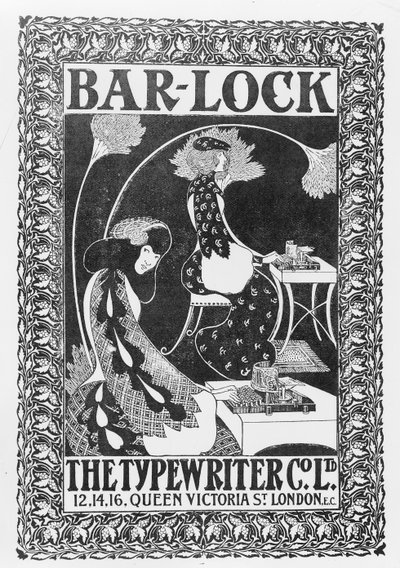 Bar-Lock Daktilo Reklamı, c.1895 by English School
